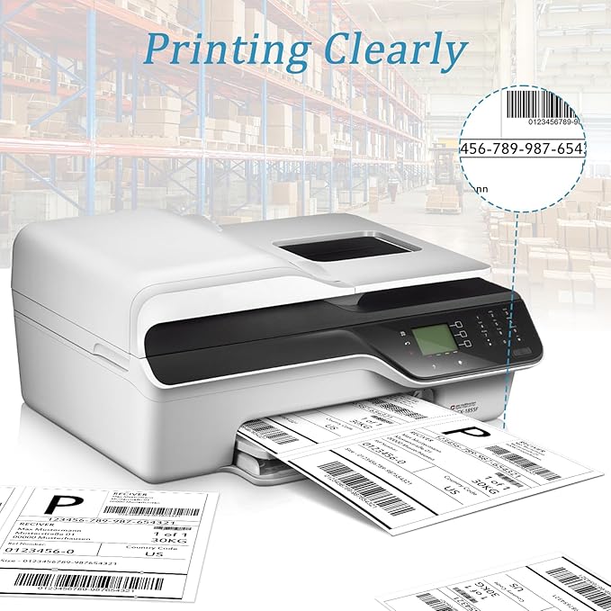 50 Half Sheet Self Adhesive Shipping Labels, 8.5" x 5.5" Address Labels for Laser & Inkjet Printers(50 labels-25 Sheet)