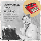 Maplefield Vintage Manual Typewriter Machine - Red Typewriter for Writers & Authors - Antique Desk Decor & Office Accessory - Compact Design & Easy Setup