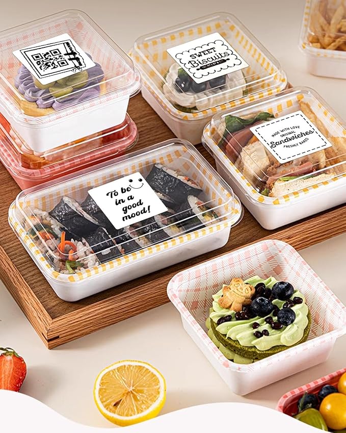 2 Inch White Square Thermal Sticker Labels, Self-Adhesive Direct Thermal Labels,DIY Design, QR Code, Name Tag, Brand Label,Gift Label (White 600 PCS/1 Roll)