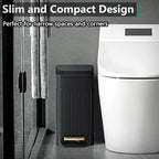 Small Bathroom Trash Can with Lid Soft Close-6L/1.6 Gal Slim Step Garbage Can-Metal Pedal Wastebasket-Narrow Rectangle Garbage Container Bin for Corner Office, Bedroom, Toilet, Live Room-Black