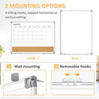 Large Dry Erase Calendar for Wall, 36"x24" Double-Sided Magnetic Whiteboard Calendar with Cork Board, Aluminum Frame Monthly White Board Memo Message Board for Office, Home, School, Kitchen