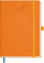 BEZEND 2026 Planner Weekly and Monthly (6" x 8.5") Daily Calendar with Half-Hourly Timeslots & Tabs (Jan-Dec) Note & Expenses, Pen Holder, Inner Pocket, Vegan Leather Hardcover - Orange