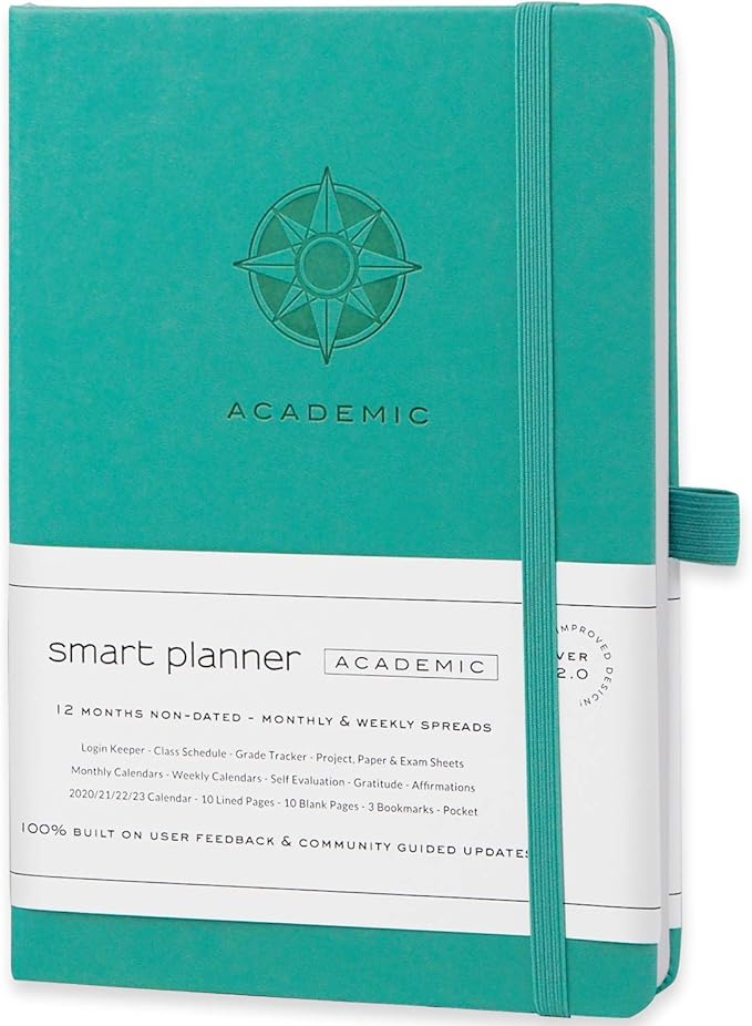 Smart Planner 2022 A5 Size 8.6 x 5.7 inches Undated Daily Planner for School - Student Planner for Maximizing Focus and Productivity (Light Green)