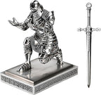 King's Guard Knight Pen Holder Pen Stand Desk Organizers and Accessories Resin Pencil Holder as Gift for Office and Home (Silver(Plating))