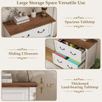 Lateral File Cabinet 2 Drawers Farmhouse File Cabinet for Letter/A4/Legal Size Hanging Files, Large Rustic White File Storage Cabinets Printer Stand with 4 Solid Wood Feet &Column Decor for Office