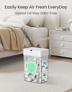 Cesun Bathroom Trash Can with Lid, 4 Gallon Motion Sensor Garbage Can Automatic Touchless Trash Cans, Slim Plastic Smart Waste Basket for Bedroom, Office, Living Room, White