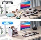 gianotter Desk Organizers and Accessories, 6-Tier Paper Organizer with Magazine rack, File Organizer for Desk, Desk Organizers for Women, Pink Office Decor (Pink)