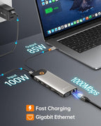 NOVOO USB C Docking Station Dual Monitor, 15 in 1 Laptop Docking Station 3 Monitors with 2 HDMI,VGA,USB C/A Ports, 100W PD, RJ45, SD/TF and Audio, Multiport Adapter for MacBook/Dell/iPhone/HP/Lenovo