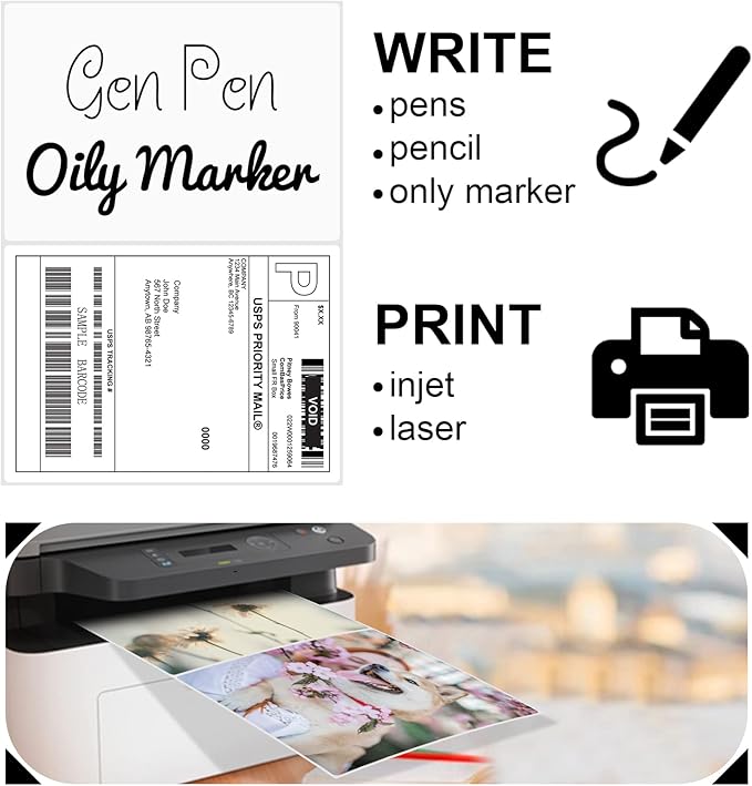 8.5 x 5.5 Half Sheet Shipping Labels for Laser and Inkjet Printers, 2 Per Page Self Adhesive Mailing Labels, White Blank Labels [500 Sheet 1000 Labels]