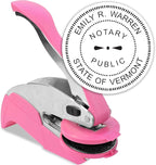 MaxMark Notary Seal Round Pink Embosser for Vermont State - Includes Gold Burst Seal Labels (50 Count)