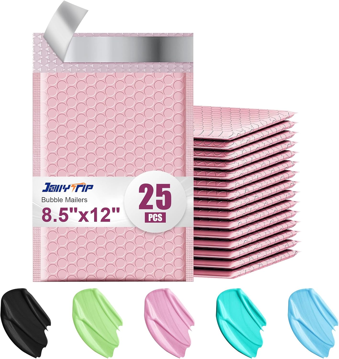 Poly Bubble Mailers 8.5x12 Inch, 25 Pack Padded Envelopes for Shipping, Package Envelopes with Self Seal Adhesive, Waterproof Padded Mailers (Pink, Bulk #2)