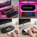 TSJ OFFICE Glass Desktop Whiteboard - 17 X 7 Inches Small Dry Erase Board with Pink Light, Glass White Board Surface Notepad with 1 Drawer, Desk Organizers for Office, Home, School Supplies (Black)