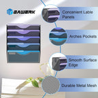 5 Tier Hanging Wall File Organizer, Mesh Mail Paper Orgnization Hanging File Folder Holder for Home Office, Black