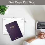 2025-2026 Daily Planner, One Page Per Day, Academic Calendar (July 2025 - June 2026), Appointment Book with Time Slots and Monthly Tabs, 5.7" x 8.25", Pocket, Leather Cove (Chartreuse)