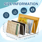 Geyoga 2 Pcs Acrylic File Holder Clear Mail Folder Organizer 5 Sections Multifunction Desktop Storage Letter Sorter Envelope Vertical Dividers for Office, Home, Desk Organization