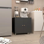 Printer Stand with Storage, 3D Heavy Duty Printer Table with Shelves, Large Printer Table for Home Office, Black Printer Stand on Wheels with Doors, Metal Fax Machine Stand for Workplace