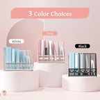 SUPEASY Desk Organizers Metal Desk Magazine File Holder with 5 Vertical Compartments Rack File Organizer for Office Desktop, Home Workspace, Pink