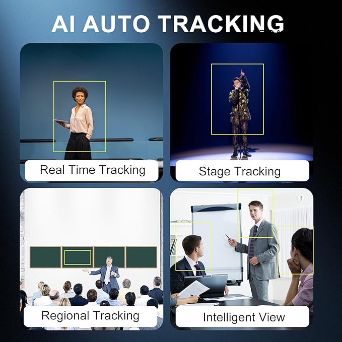 PTZ Camera, AI Auto Tracking 1080P60 PoE, 20X Optical Zoom, 3G-SDI HDMI USB3.0 LAN, Live Streaming for Church Meeting Education Sport Hospital Wedding