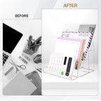 Mail Organizer Countertop, 4 Tier Clear Acrylic Mail Holder, Small Desk File Storage Holders for Bill, Envelope, Letter Sorter