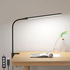 Lepro Clip on Desk Lamp LED Reading light Dimmable USB Small Clamp Lamp with 3 Color Modes 10 Brightness, Adjustable Flexible Gooseneck Table Light for Bed Headboard, Nail, Home Office,Computer(Black)