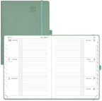 POPRUN Planner 2025-2026 (Medium 6.75''x 8.75''), Horizontal Weekly Notebook Jul.2025 - Jun.2026, Academic Appointment Book with Monthly Tabs, Leather Hardcover, Inner Pocket, 100 GSM - Midnight Green