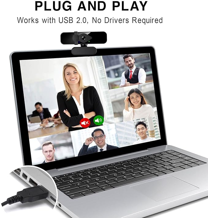 2K Webcam for PC, 85° View USB Computer Camera, with Noise Canceling Microphone & Privacy Cover, HD Web Cameras for Desktop Laptop Monitor Mac Streaming, Gaming & Video Calling