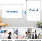 White Board Dry Erase Whiteboard for Wall 36" x 24" (2pcs) Aluminum Presentation Magnetic Whiteboards with Long Pen Tray, Hanging Whiteboard for Office, Meeting Room, Classroom, School & Home