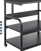 32.3" x 18.9" Extra Large Printer Stand Table with Adjustable Storage Shelf, 3 Tier Rolling Printer Cart with Industrial Wheels for Home Office, Black