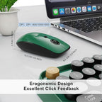 FD Wireless Keyboard and Mouse | Cute Colorful Keyboard and Mouse with 2.4GHz Cordless Retro Typewriter Keyboard | Auto-Sleep | USB Receiver for Windows PC/Laptop - Green Colorful