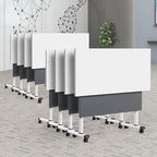 Folding Conference Table, Modern Large Conference Room Tables with Flip-Top Design, Foldable Conference Table Meeting Table with Wheels, Mobile Seminar Training Tables for Office Classroom (8, Gray)