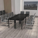 Bonzy Home Conference Tables 8ft Office Computer Desk for Meeting Room Study Writing Printer Podcast Table for 4-8 People Modern Black 2PCS 94.4"x23.6"x29.5"