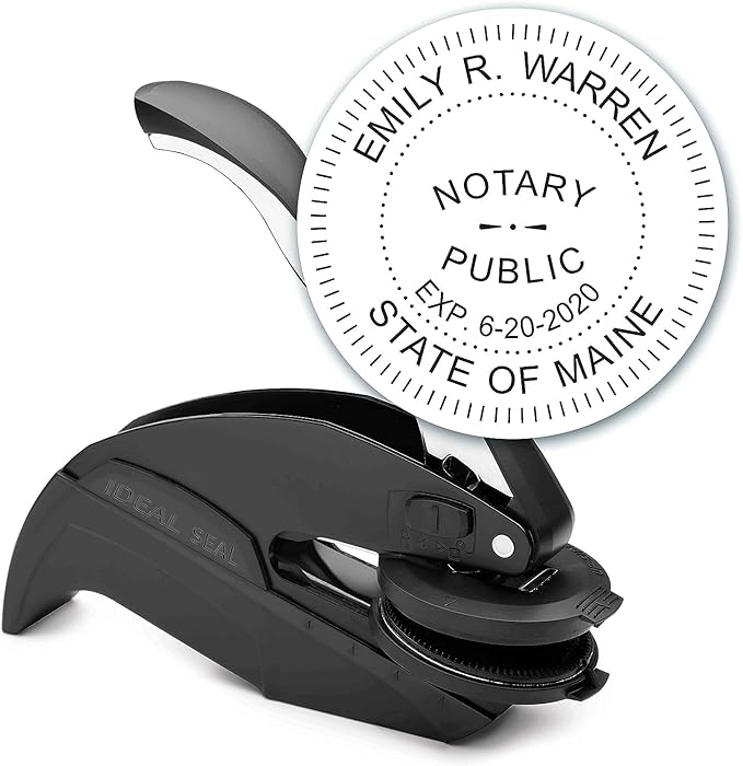 MaxMark Notary Seal Round Embosser for Maine State - Includes Gold Burst Seal Labels (50 Count)