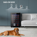 COWSAR 37 Bottle Wine Fridge, ETL Approved Freestanding Beverage Refrigerator with Smart Temp Control, 4.45 Cu.Ft. Mini Fridge Wine Cooler with Child Lock& Wavy Wire Shelves for Kitchen Bar, Black