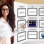 Paterr Trifold Poster Board with Storage Bag, Hook and Loop Fabric, Foldable 3 Panel Presentation Board for Science Fair and Exhibitions(White,72 x 36 Inch)