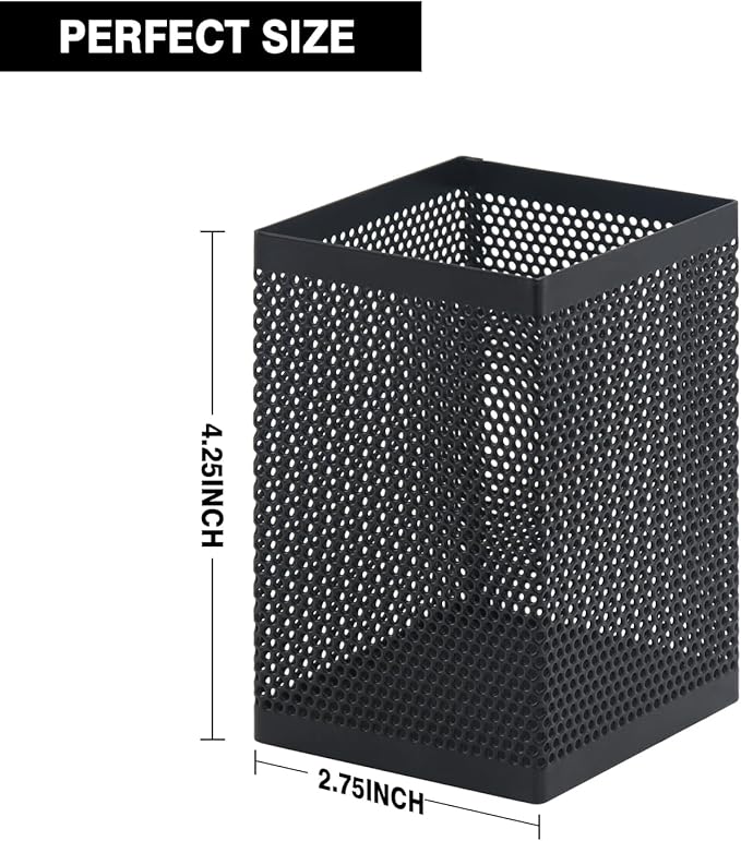 Comix Mesh Pen Holder Desk, Wire Pencil Holder with Foam Pad and Non-Slip Bottom Office Supplies Desk Organizer for Home Office School, 2 Packs