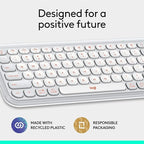 Logitech POP ICON Keys Wireless Bluetooth Keyboard, Comfortable Typing, Programmable Keys, Easy-Switch Between up to 3 Devices, for Laptop, Tablet, PC – Off White and Orange