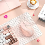 TENMOS M7 Bluetooth Mouse, Rechargeable Dual Mode BT5.1+ 2.4GHz USB Silent Wireless Bluetooth Mouse with Type C Adapter & Battery Indicator, Ergonomic Design for Laptop, iPad, MacBook - Light Pink