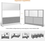 Stand Up Desk Store Workflow Modular Wall | 70'' x 70'' Wall | Expandable Partition Room Divider with Rearrangeable Frosted Acrylic, Sound Absorbent and Whiteboard Wide Panels (Black Frame)