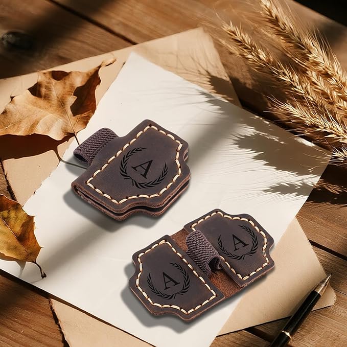 Personalized Magnetic Leather Bookmark with Pen Holder - 26 Letters Custom Book Mark with Name Initial Engraved Book Marker for Readers, Book Lovers, Travelers - Gift for Women & Men(Light Brown，F