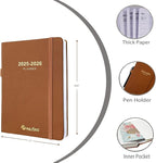 Daily Planner 2025-2026, One Page Per Day, Academic Planner (July 2025 - June 2026), Appointment Book with Time Slots and Monthly Tabs, 5.7" x 8.25", Pocket, Leather Cove (Brown)