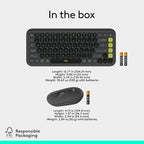 Logitech POP ICON Combo, Bluetooth Keyboard and Mouse Combo, Comfortable Typing, programmable Keys and Buttons, Quiet clicks, Easy-Switch up to 3 Devices - Graphite and Lime