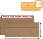 120 PCS #10 Brown Self Seal Kraft 4-1/8 x 9-1/2 inches Security Envelopes, Windowless Invisible Envelopes Super Strong Quick Seal Envelopes Security Tint Pattern Secure