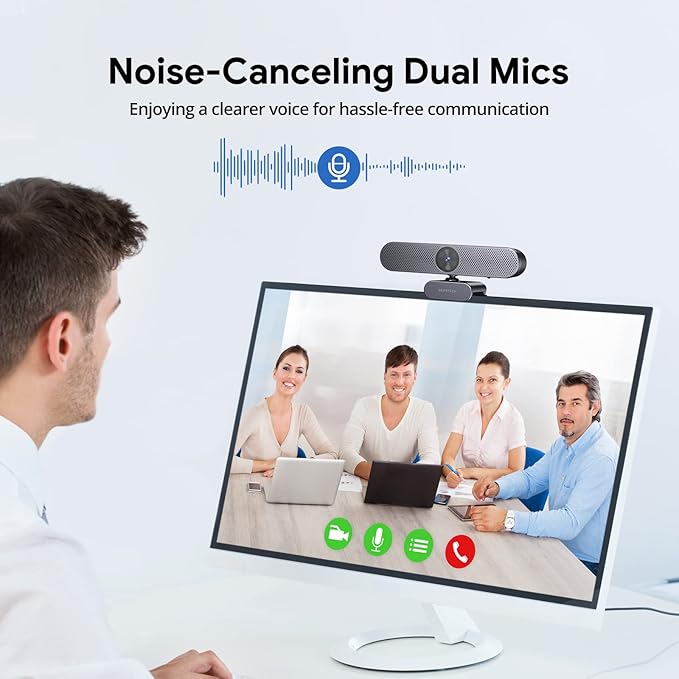 DEPSTECH Webcam 4K, Zoomable Webcam with Microphone and Remote, Equipped with Sony Sensor, 3X Digital Zoom, Noise-Canceling Mics, Auto-Focus Computer Camera for PC/Mac/Laptop/Zoom/Teams/OBS/Google