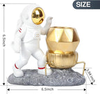 Astronaut Pen Pencil Holder with Phone Stand Resin Spaceman Pencil Holder Desk Pen Holder Organizer Decorative Accessories Suitable Office Classroom Home Creative Gifts for Adults and Kids
