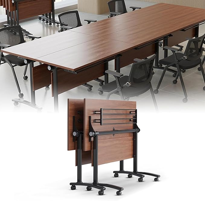 Conference Table,Folding Conference Tables Modern White Conference Room Table with Wheels, 2-10 Persons,for Office, Meeting Room (2, 1619YHT, 55IN)