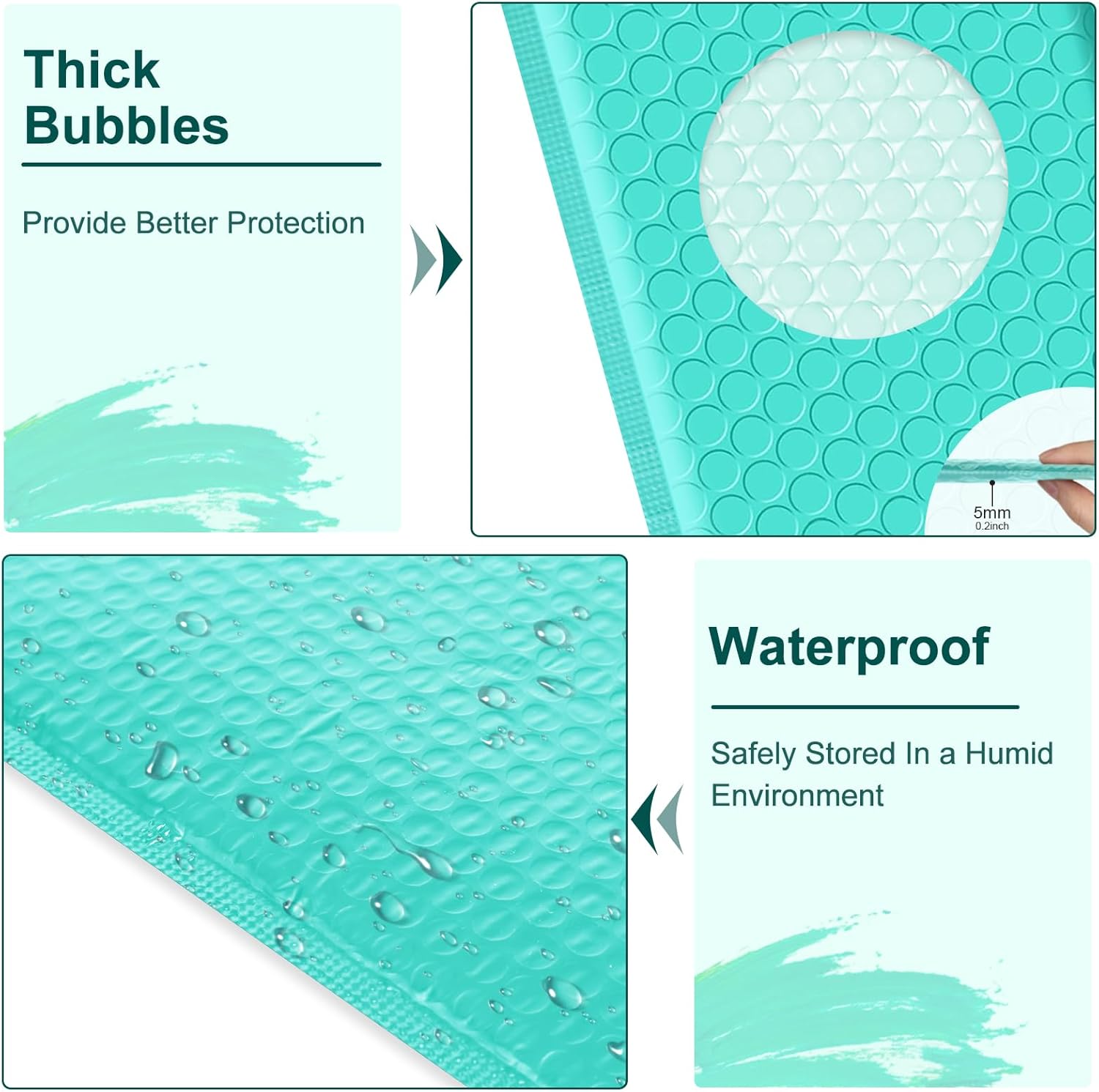 10.5x16 Poly Bubble Mailers #5 Padded Envelopes, 25Pcs Self Seal Mailing Envelopes Bubble Padded Mailers (Teal)