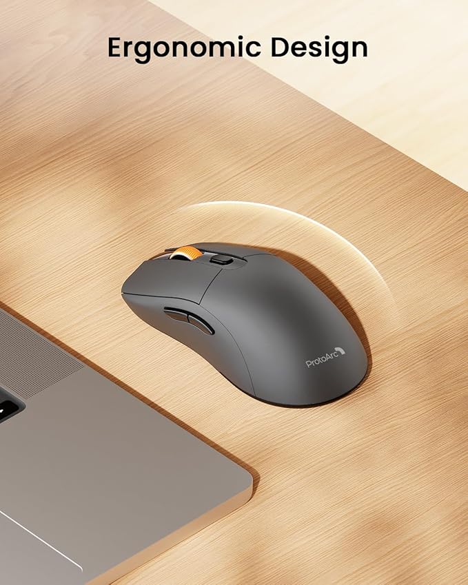 ProtoArc Bluetooth Wireless Mouse, USB C Mouse, EM15 Rechargeable Compact Portable Type C Wireless Mice for Laptop, Tablet, PC, Windows, Mac OS-Gray