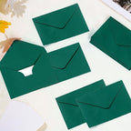 jiebor 100 Sets Small Green Envelopes with Small Blank Gift Business Card Wedding Invitation Pocket Envelopes for Graduations Wedding Shower Holiday 4.37 x 2.91 Inch
