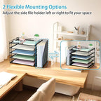 AUPSEN Desk Organizers and Accessories, 5-Tier Desktop Paper File Organizer with Removable File Holder, Desk Accessories & Workspace Organization for Home Office Supplies (Black)