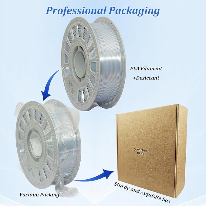 Silk Filament 1.75, Pla + Filament, 3D Printer Filament, Dimensional Accuracy +/- 0.03 Mm, 3D Printer Filament Silk, Pla Filament', Pla 1 Kg (2.2 Lbs), Fit Most FDM 3D Printers (Silver)